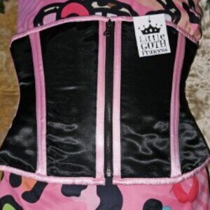 NWT 34"/2XL 1022 ROCKABILLY BURLESQUE TIGHT LACING ZIP CORSET BLACK/PINK